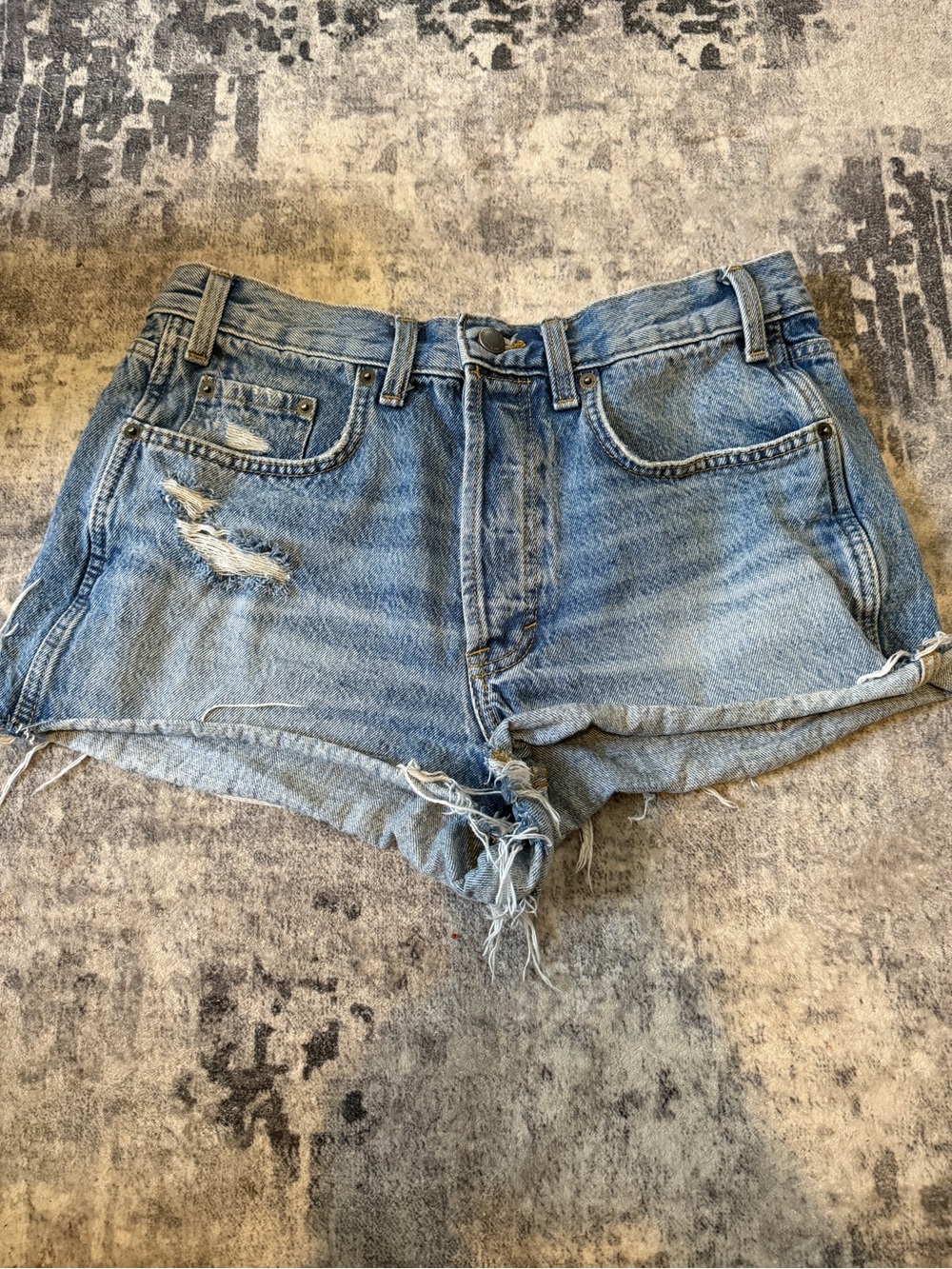 Universal Threads High Rise Distressed Women's Shorts - Light Blue - Button Fly
